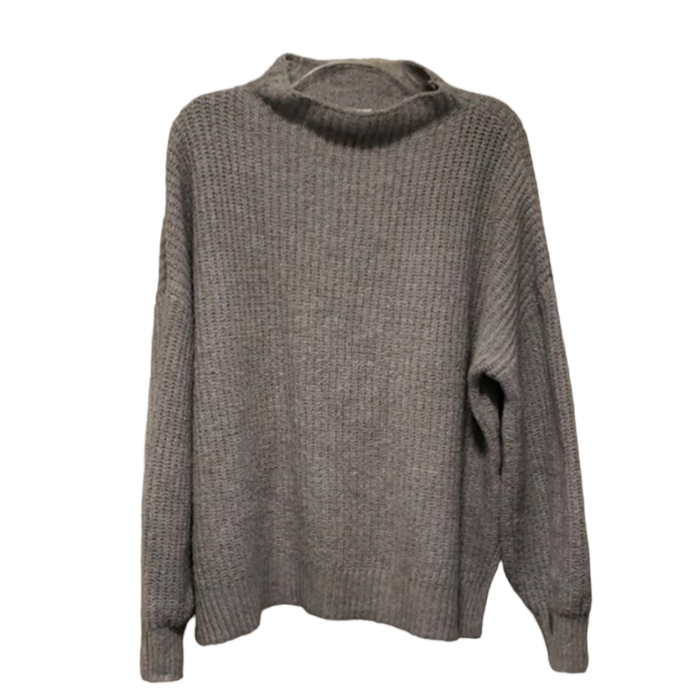 Rachael Zoe Gray Crochet Knit Long Sleeve Sweater XL